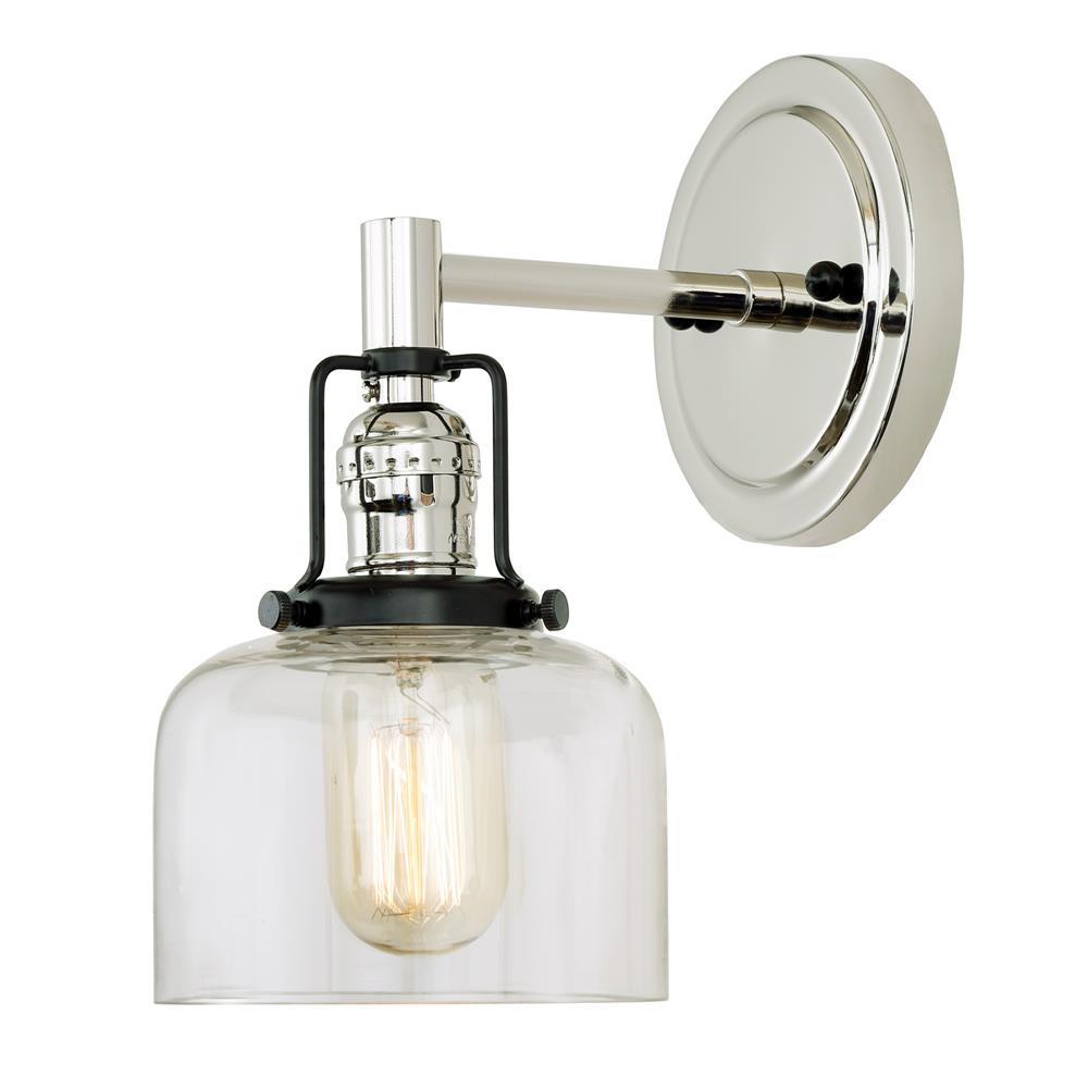 Jvi Designs 1223-15 S4 Nob Hill One Light Shyra Wall Sconce In Polished Nickel And Black